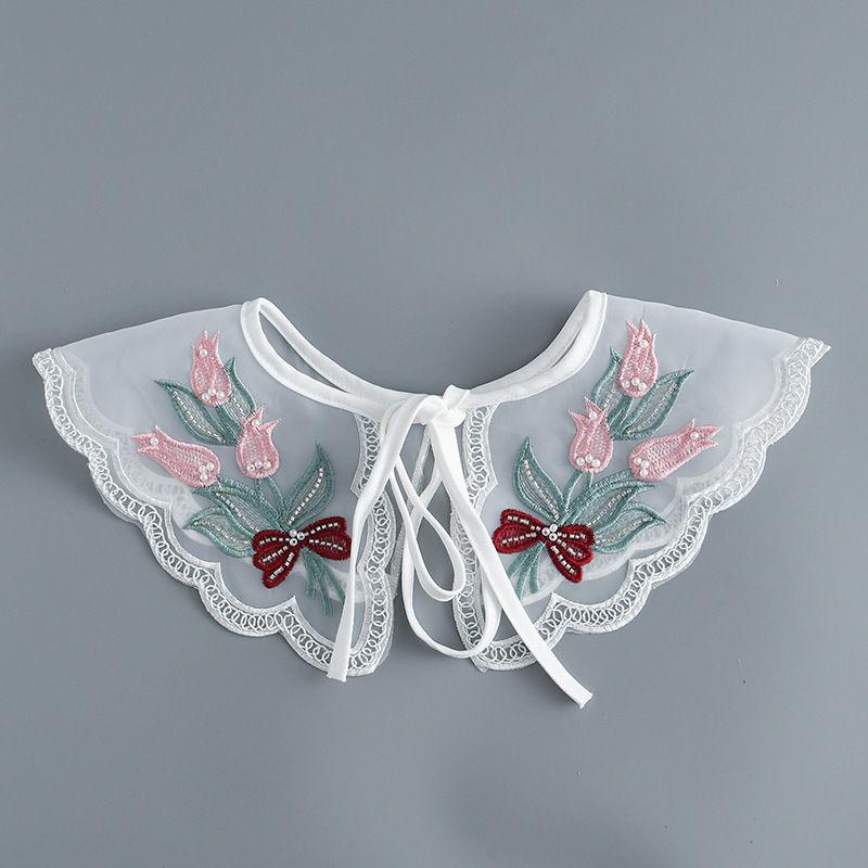 Fashion  Women Girls Lolita Doll Shawl Fake Collar Embroidery Necklace Lapel Blouse Shoulder Wrap Short Capelet False Collar