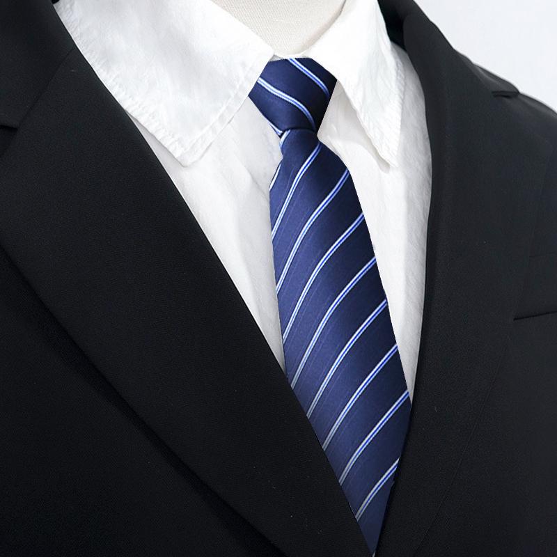1Pc Wedding Lazy Business Fashion Solid Color Casual Striped Men's Zipper Necktie Zip Up Neck Tie