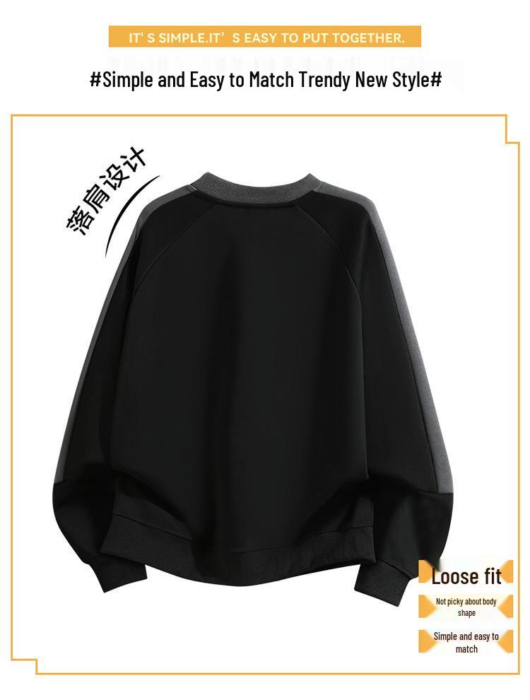 2025 Unisex Fleece-Lined Sweatshirt Set: High Street Three Stripes, Round Neck, Autumn/Winter Warmth