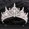Baroque Luxury Big Water Drop Crystal Opal Tiara For Women Girls Wedding Bridal Birthday Party Crown Hair Dress Accessory