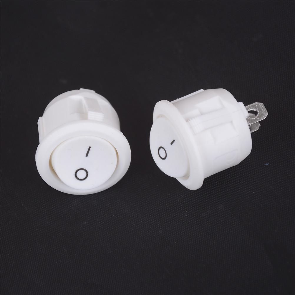 5Pcs Mini Round White 2 Pin Terminal Spst On-Off Rocker Switch Snap-In 20Mm 12V