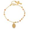 Luxury Retro Virgin Mary Tri-color Bead Cross Bracelet for Women,  Adjustable Chain Jesus Pendant Bracelet, Religious Jewelry
