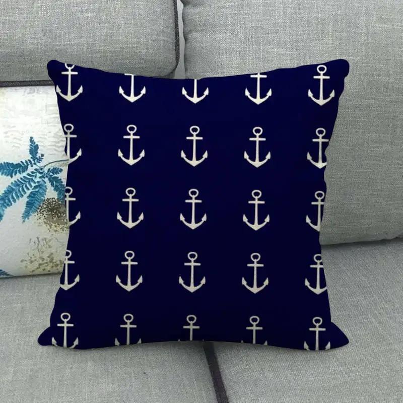 Minimalist Style Anchor For Boats Digital Printing Short Plush Pillow Covers For Car Sofa Office Cushion Cover Home Goods