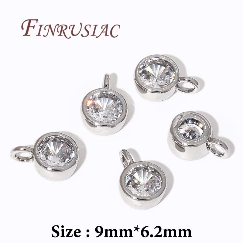 18K Gold Plated Brass with Rhinestone Charms For Jewelry,Round Pendant For Necklaces Making Findings,DIY Bracelets Accessories