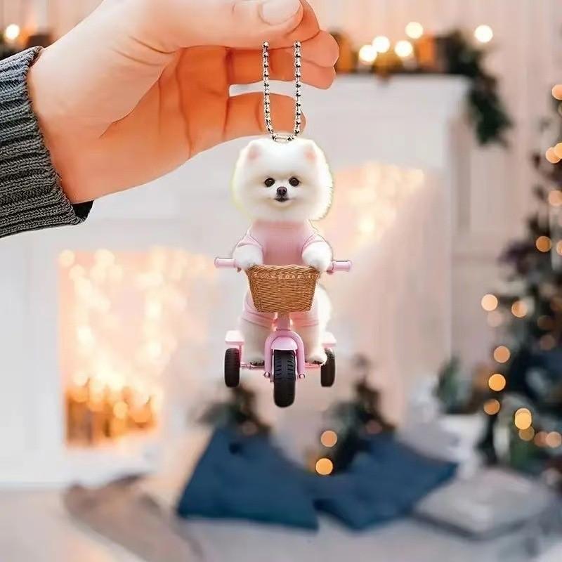 2d Acrylic Car Accessory Cartoon Dog Rearview Mirror Vehicle Decoration Pendant