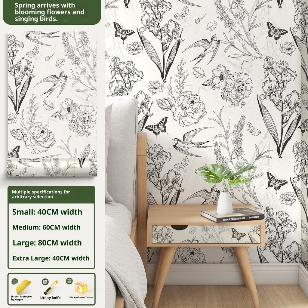 French Retro Sticker Furniture Refurbished Wardrobe Door Desktop Cabinet Cabinet Film Thickened Color Change Self-adhesive Wall Wallpaper