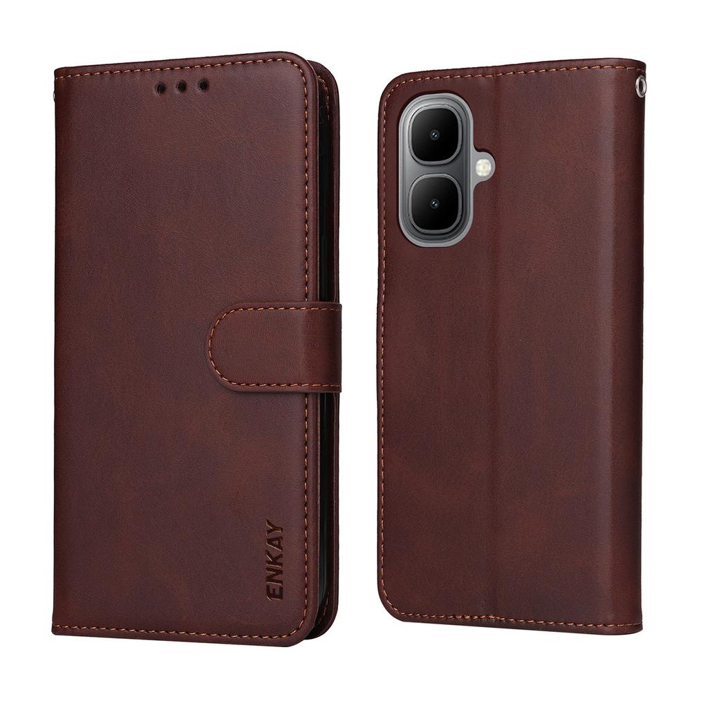 For TECNO Pop 10/Infinix Smart 10 PU Leather Wallet Case Phone Stand Cover with Tempered Glass