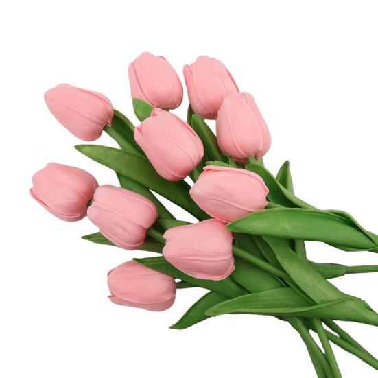 6 Pcs Artificial Tulip Flowers Real Touch Faux PU Tulip Bouquet Fake Flower Arrangement for Home Room Office Party Wedding Decoration