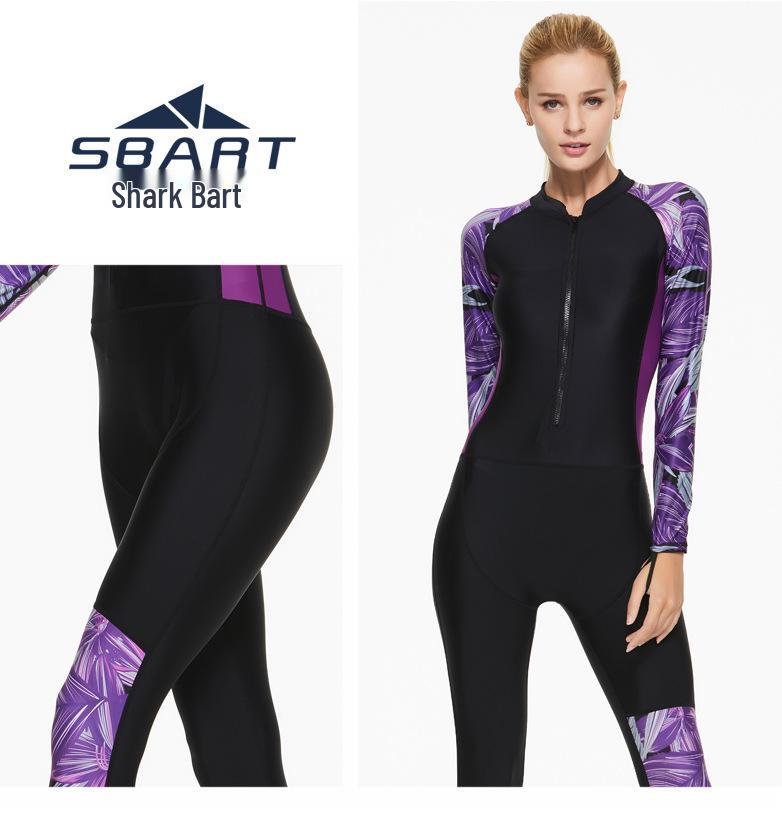 Dames Zonnebescherming Wetsuit met Lange Mouwen - Slank Makend Surf & Duik Eendelig Zwempak