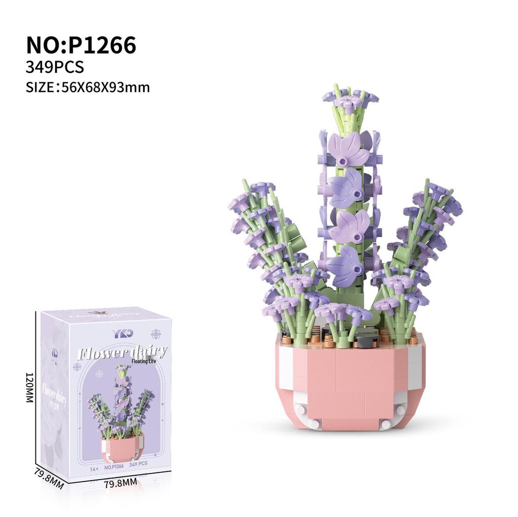 Lego-Compatible Micro Bricks Succulent Plant & Rose Bouquet Bonsai Girls' Assembly Toy Gift