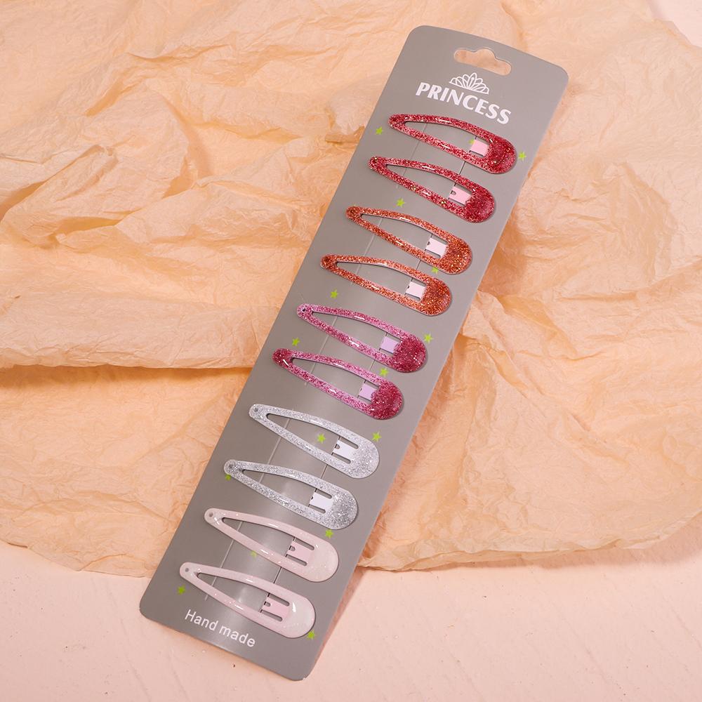10Pcs/set Women Sweet Embroidery Print Waterdrop Shape Hair Clips For Cute Girls Hairpin Barrette Headwear Kids Hair Accessories