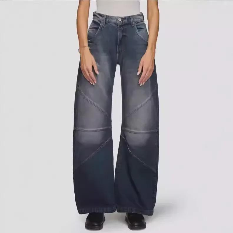 TUME Women's Retro Stitch Washed Casual Denim Pants