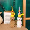 Cute Creative Portable Water Bottle Student Personalized Straw Traveling Plastic Cup Bear Transparent Bottle Child Water Bottles
