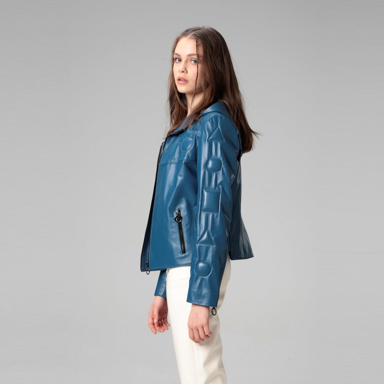 

Женская, женская куртка из натуральной кожи, женская куртка M светло-синий