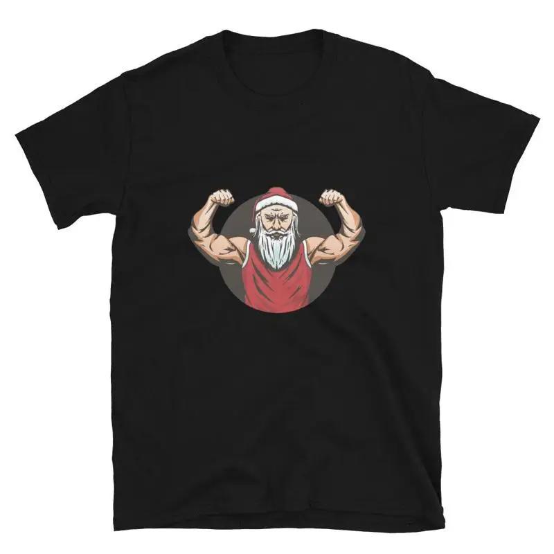 

SWOLE Santa Bodybuilding T-Shirt - Men s Summer Cotton Graphic Tee S разноцветный