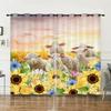 Curtains Sunflower Plant Bedroom Curtains Digital Printing Blackout Curtains No Punching