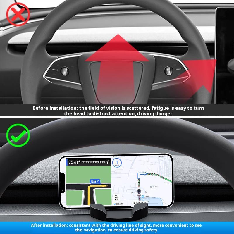 For Tesla Y Highland 2017-2025 Liquid Silicone Rubber Car Phone Holder Dashboard Air Vent Clip-on Stand Car Accessories