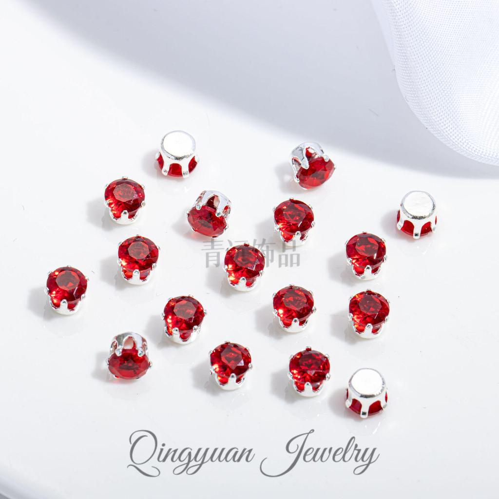 Round Claw Zircon Crystal DIY Jewelry Accessories for Bracelets, Necklaces, Wedding Dresses, and Dance Costumes