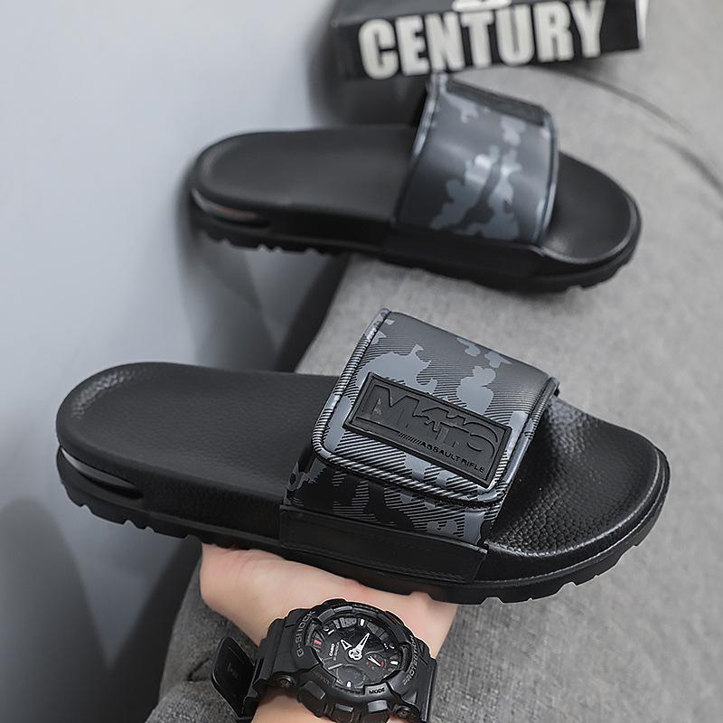 Men's Adjustable Velcro Flip-Flops - Thick Sole, Squishy, Non-Slip, Odor-Resistant for Outdoor Summer Wear
