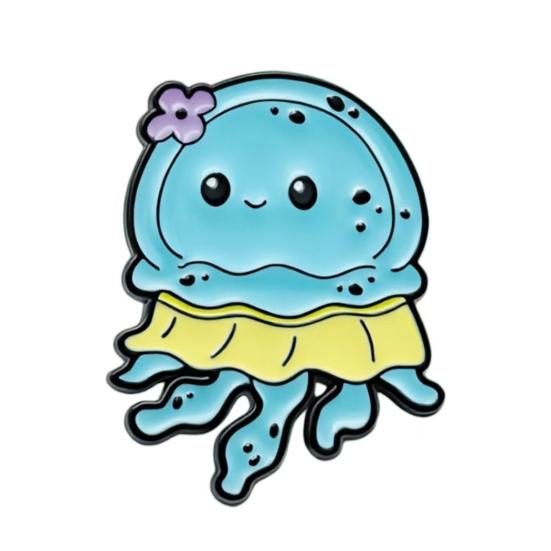 Sea Animal Brooch, Cute Marine Creature Brooch, Creative Metal Badge, Cartoon Ocean Animal Styling Hard Enamel Pins for Schoolbag Backpack Hat Clothes H
