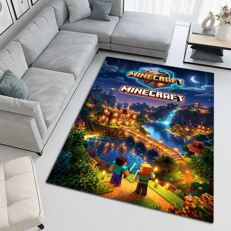 Minecraft Night Village Adventure Carpet Living Room And Bedroom Mats Home Decor Fashion Office Chair Cushion Room