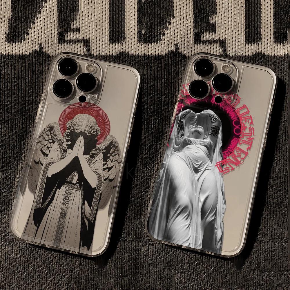 INS Fashion Ancient Greek Statues Retro Phone Case For iPhone 17 AIR 16E 15 14 13 12 11 PRO MAX XR XSMAX 7 8 PLUS Y2K Soft Cover