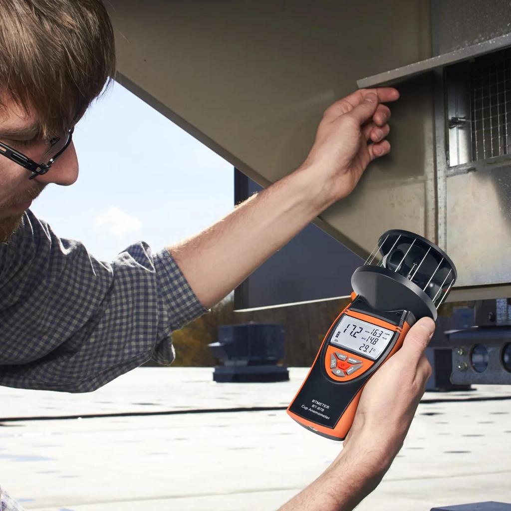 Digital Anemometer for Outdoor, Wind Cup Speed Meter BT-878 , High Accuracy Wind Gauge Measure Wind Velocity & Temperature