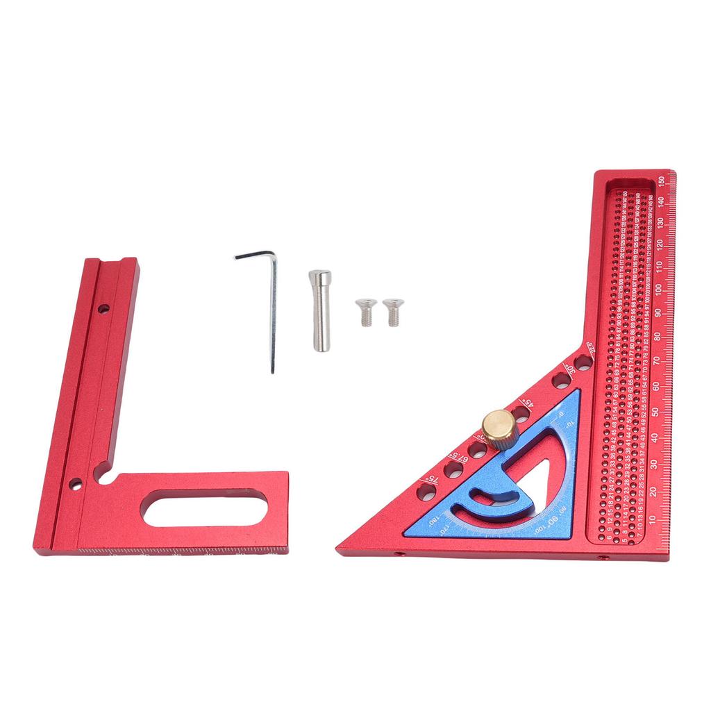 Multi Angle Measuring Ruler 0-180° Adjustable Aluminum Alloy Anodized Finish Measuring Miter Triangle Ruler for Woodworking