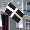 1 Stück Cornwall Flagge 91,44 x 152,4 cm Outdoor Langlebige Polyesterflagge mit Schwarz-Weiß-Streifen und Weißem Kreuz - Wetterfest Garten Hof Haus Deko