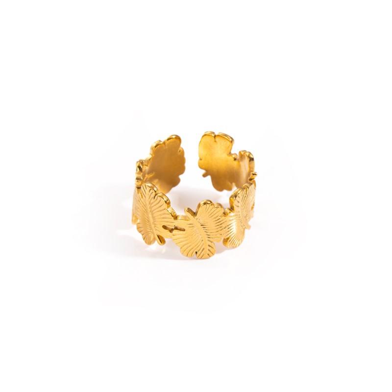 

ANENJERY 316L нержавеющая сталь нерегулярная текстура геометрия лист бабочка открытое кольцо для женщин мужчин креативные модные ювелирные изделия