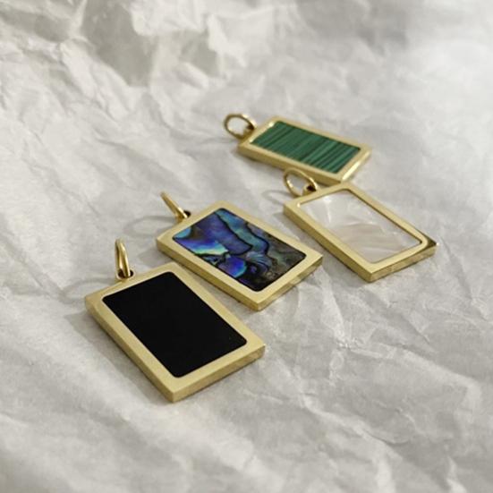 Necklace Pendant Multipurpose Gold-plated Rectangular Geometric Reusable Decorative Stainless Steel Classic Abalone Shell DIY