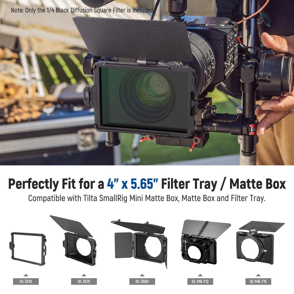 NEEWER Black Diffusion Dreamy Effect Square Filter HD Optical Glass Compatible with Tilta Compatible with SmallRig Mattebox Suitable for Cinematic
