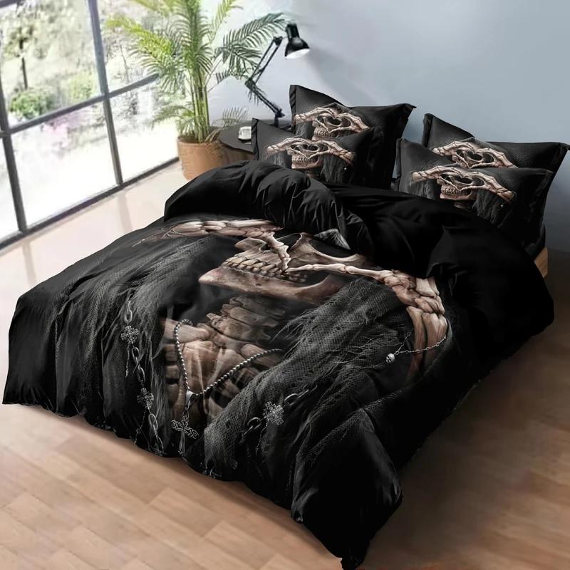 3-Piece Simple Modern Skull Animal Pattern Digital Printed Down Duvet Cover Set,Bedding Set(1 Down Duvet Cover+2 Pillowcases)