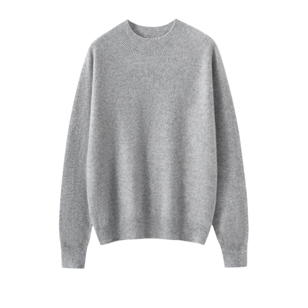 Women's Pure Cashmere Half-High Neck Sweater - Versatile Long Sleeve Knit Pullover