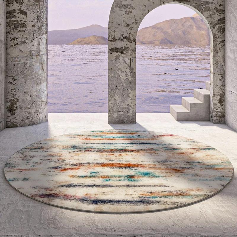

Wabi-sabi Style Living Room Decoration Plush Carpet Art Design Rugs for Bedroom Fluffy Soft Casual Round Rug Home Thickened Mat 80x80CM