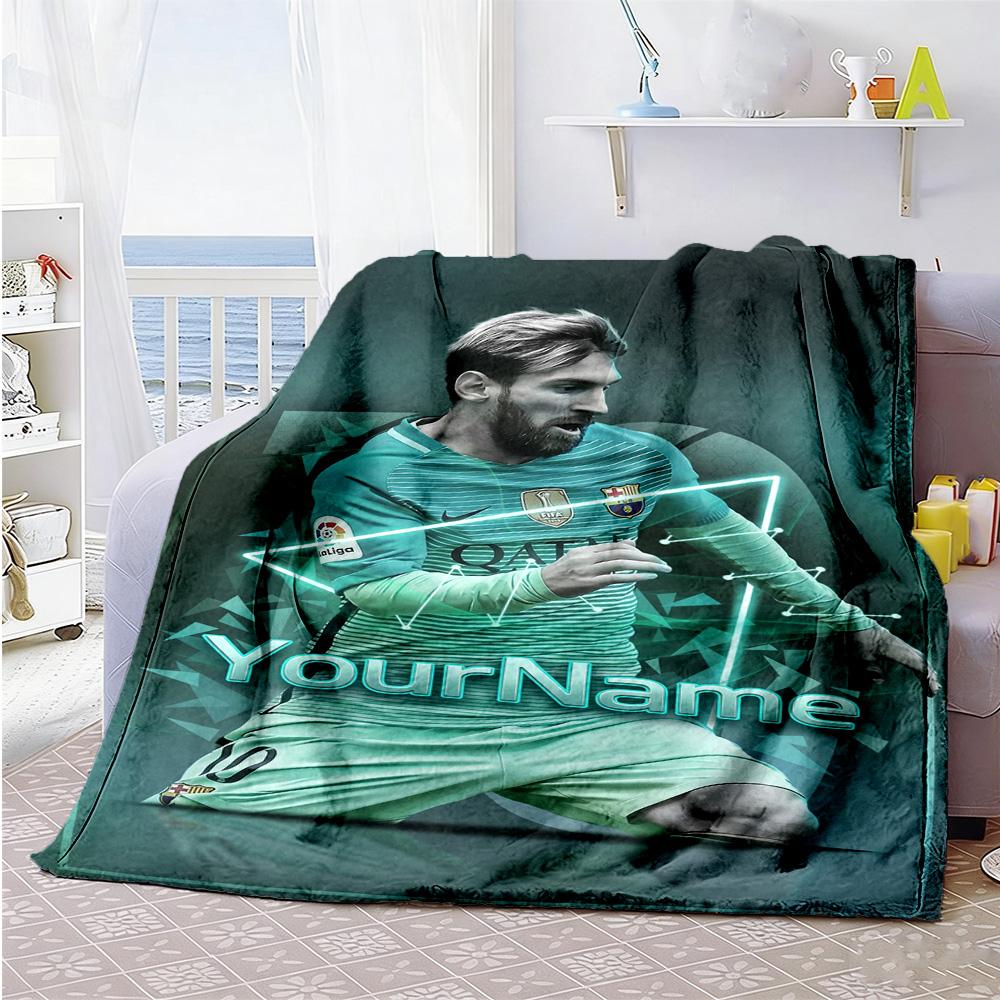 Messi 365 Personalized Name Blanket Lightweight Personalized Blanket Durable Comfort for Nap Office Chair Seaside Office All-Season Use