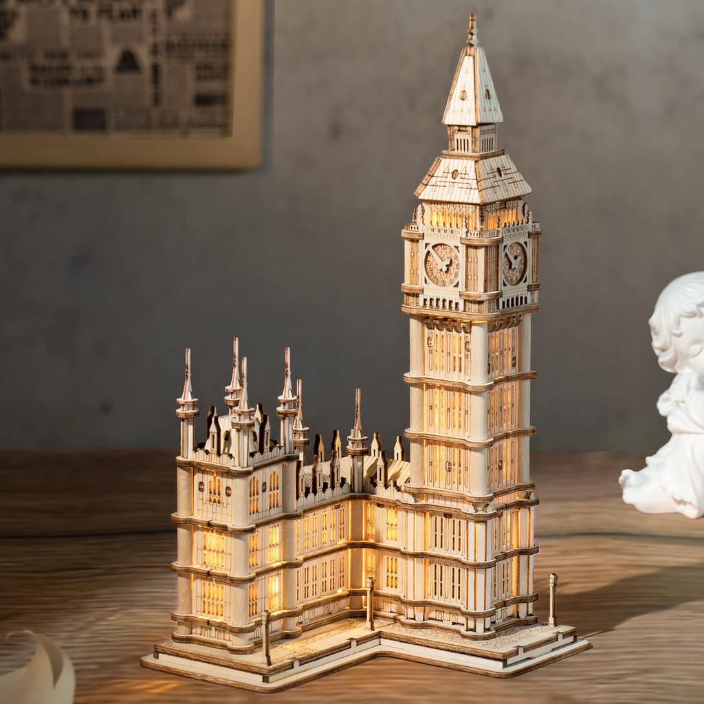Robotime Big Ben Meșteșug din Lemn 3D Educațional pentru și Perfect ca un Nou Cadou de Ziua de Naștere sau Crăciun pentru Preșcolari și Anul Nou TG507 Puzzle, Puzzle,