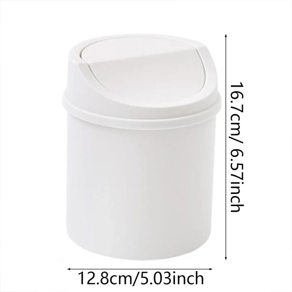 1pc- Mini Desktop Bin Small Trash Can Tube with Cover Bedroom Trash Can Garbage Can Clean Workspace Storage Box Home Desk