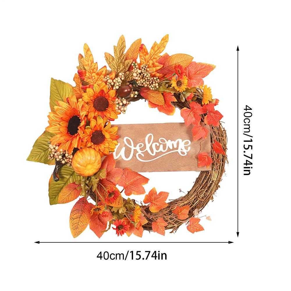 

Fall Wreath Outdoor Sunflower Pumpkin Maple Thanksgiving Decor Artificial Holiday Wreath For Harvest Festival Office Apartment помаранчевий