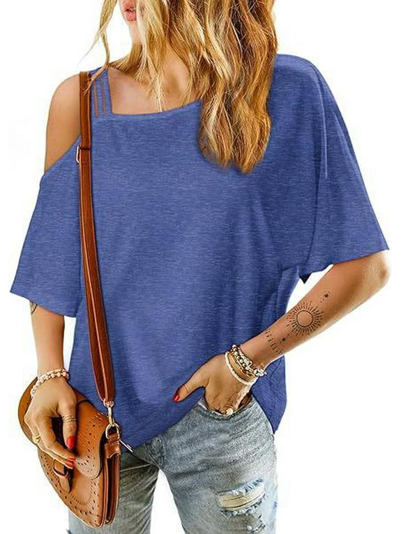 Women's Casual Off-Shoulder Loose Short-Sleeve T-shirt