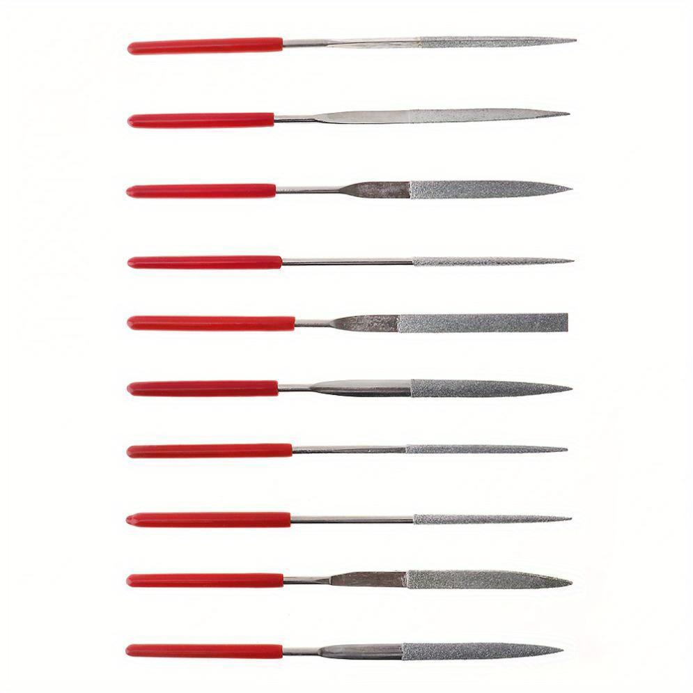 10pcs/set Diamond Files Guitar Crowning Luthier Files Metal Edge Polish Tool for Musical Instruments DIY Parts Accessories 140x3MM