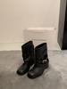 Trendy fine new gray short boots women's polished thick heel belt buckle loose pleated pile boots