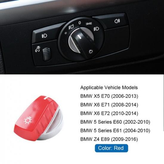 Black Red ABS Car Headlight Switch Knob Trim For BMW X5 X6 Z4 E70 E71 E89 E60