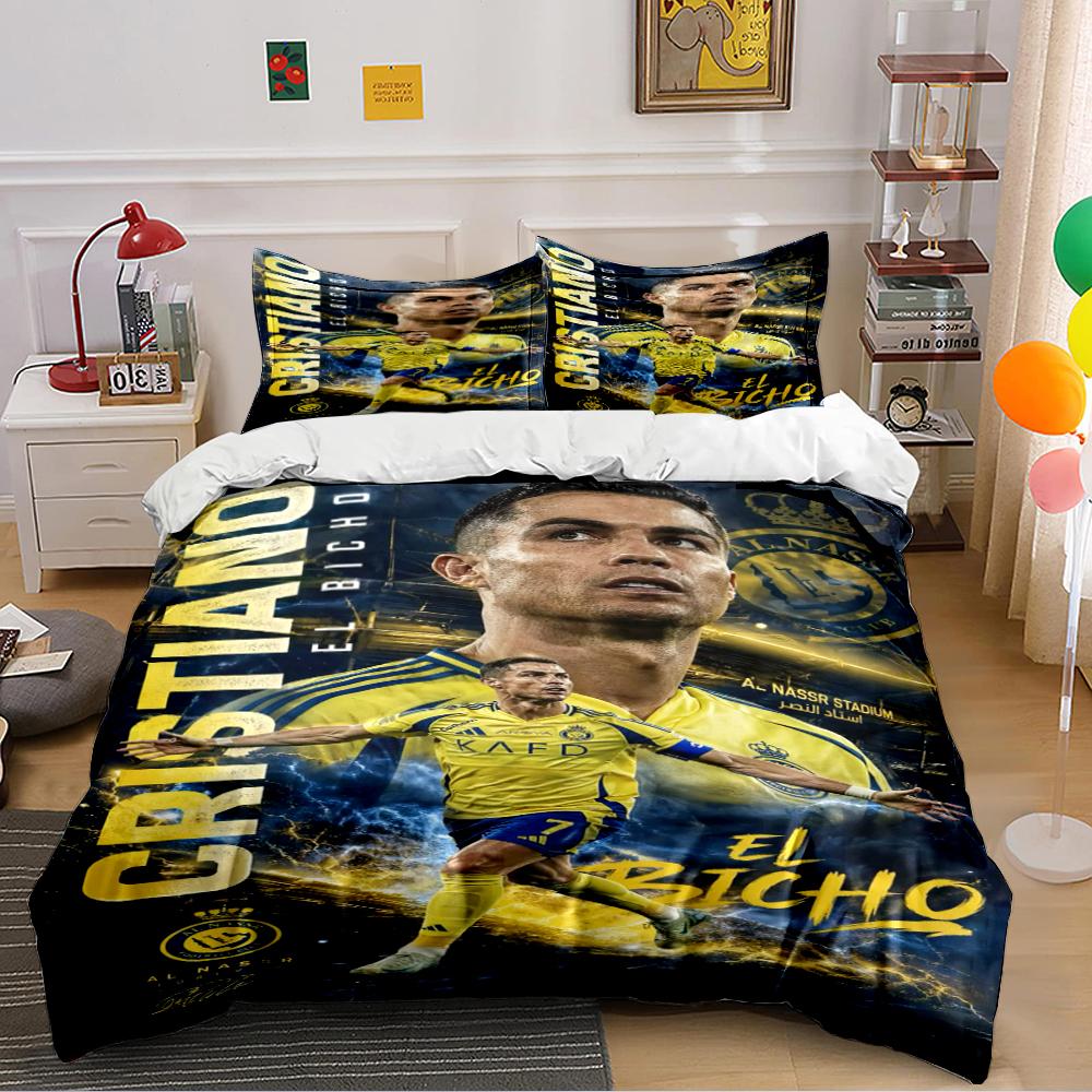 Soccer Star Yellow Jersey Bedding Set Bedding set (1 duvet cover, 2 pillowcases, duvet not included) 135x200cm