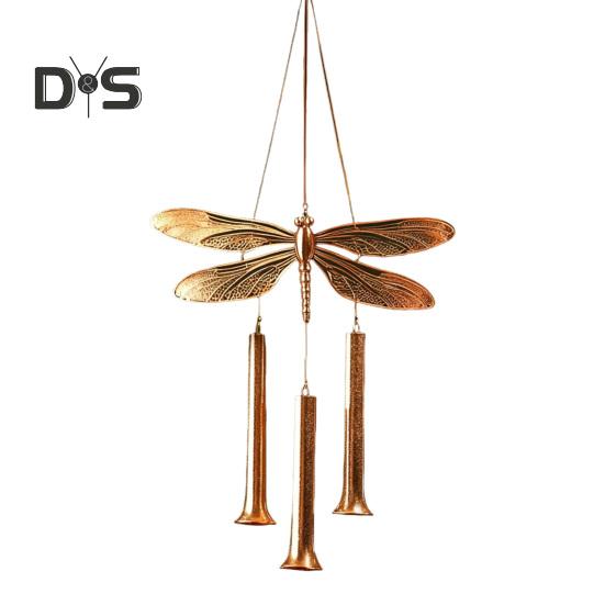 Vintage Dragonfly Wind Chime Weather-proof Indoor Outdoor Garden Patio Metal Dragonfly Hanging Wind Bell Decoration Ornament