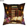 1pc 2D Flat Throw Pillow Covers Vintage Books Candles Flowers Soft Velvet Washable Pattern Pillow Covers for Living Room Bedroom Loft Office Decor One