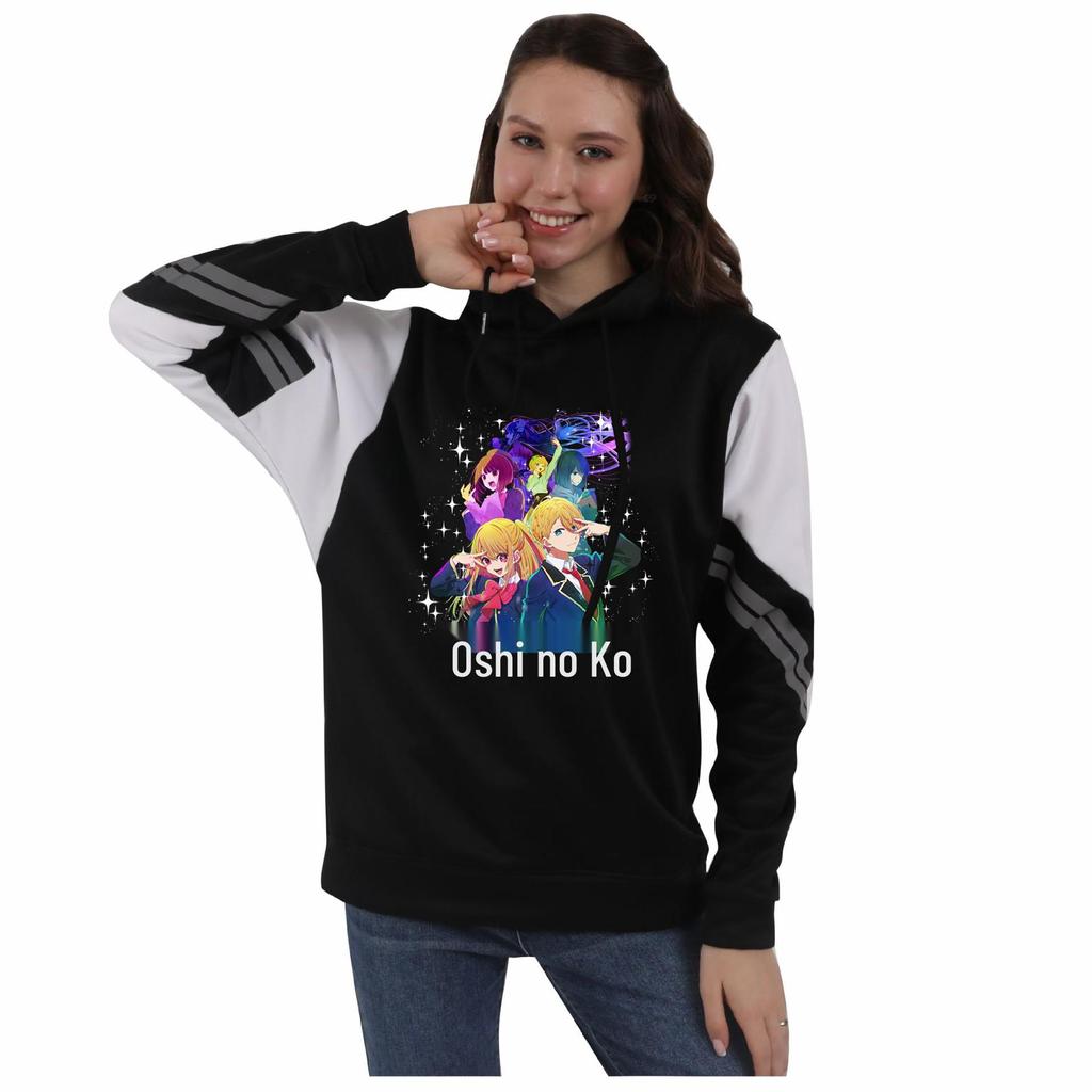 Oshi no Ko Color Block Patchwork Hoodie with Fleece Lining