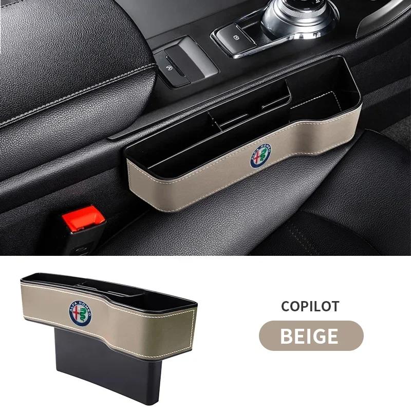 Leather Car Seat Gap Storage Box Cup Multifunctional Pocket Catcher Organizer for Alfa Romeo Giulia Stelvio Giulietta 156 159