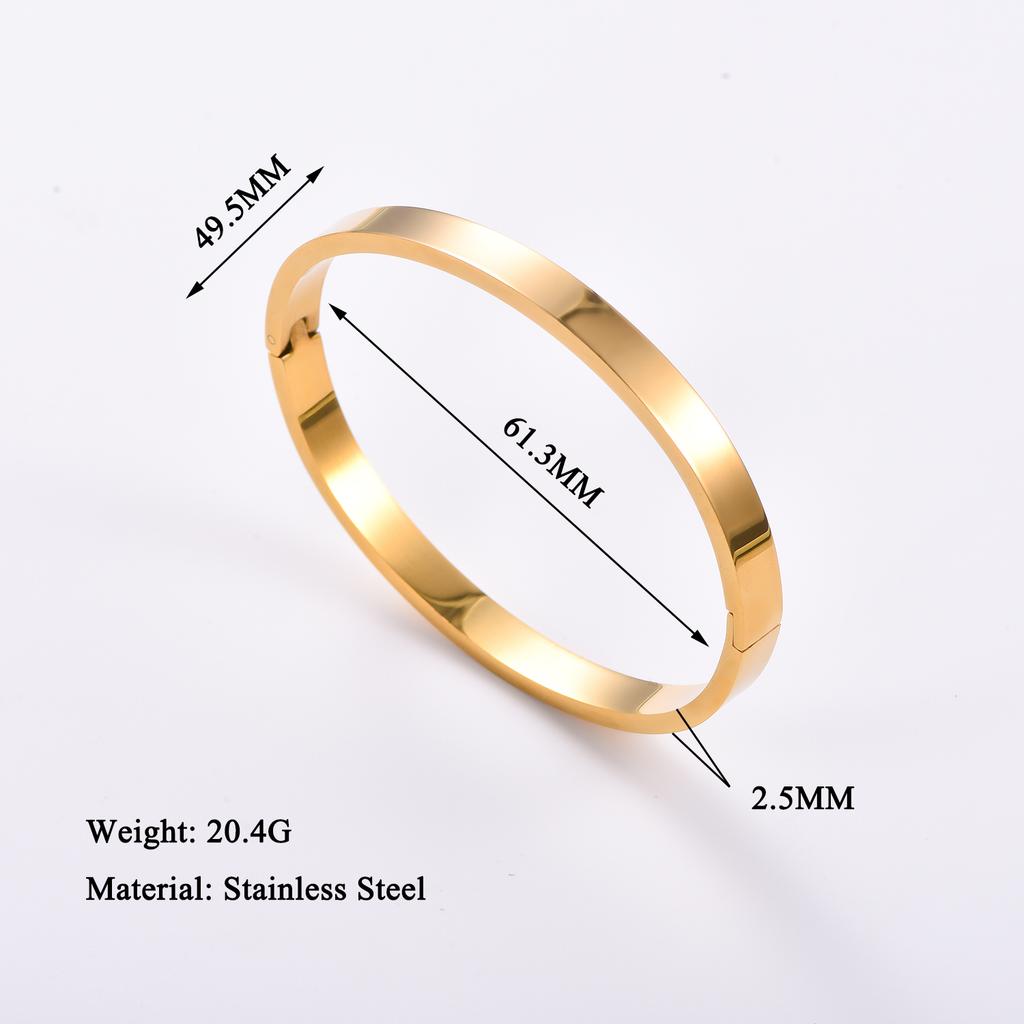 Classic Couple Bangles Stainless Steel Simple Style Smooth Cuff Bracelet Minimalist Wrist Jewelry Gifts for Men Women