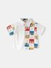 2026 Summer Boys' Cartoon Patchwork Short-Sleeve Lapel Shirt 